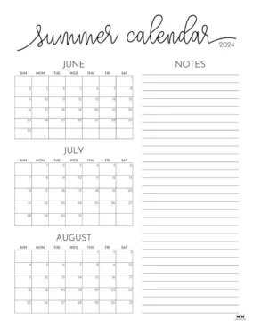 2024 Calendar June July August 5