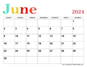 2024 June Calendar With Holidays 3