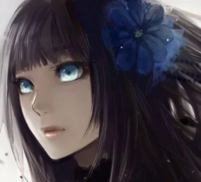 Anime Girl Black Hair Blue Eyes 0