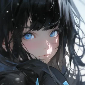 Anime Girl Black Hair Blue Eyes 5