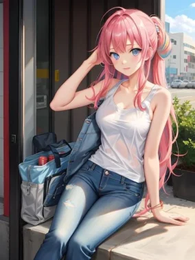 Anime Girl Wearing Tank Top 4