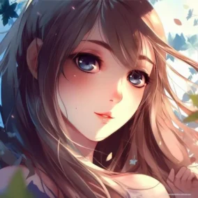 Anime Girl With Brown Hair And Blue Eyes 0