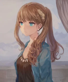 Anime Girl With Brown Hair And Blue Eyes 1