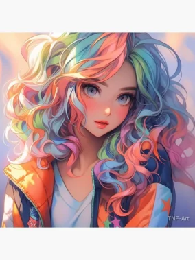 Anime Girl With Rainbow Hair 1