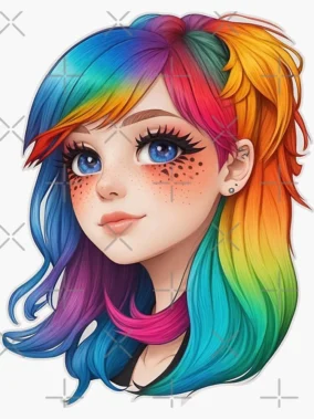 Anime Girl With Rainbow Hair 4
