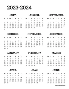 Calendar August 2023 May 2024 2 1