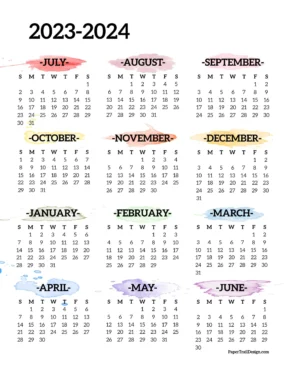 Calendar August 2023 Through May 2024 0