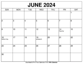 Calendar For June 2024 With Holidays 3