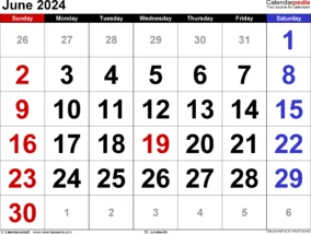 Calendar June 2024 With Holidays 5