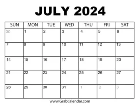 Calendar June And July 2024 5