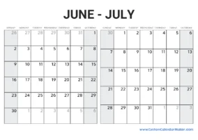 Calendar Template July 2024 To June 2024 1