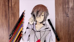 Hoodie Anime Boy Drawing 1