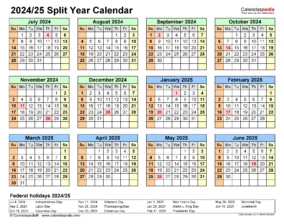 July 2024 Through June 2025 Calendar 2