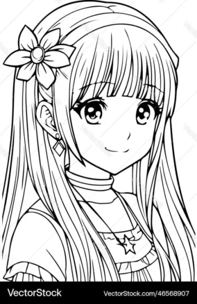 Long Hair Anime Girl Drawing 2