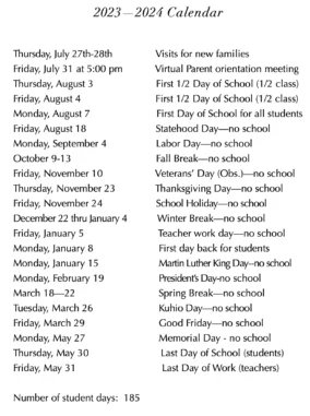 May Center School Calendar 2023 2024 5