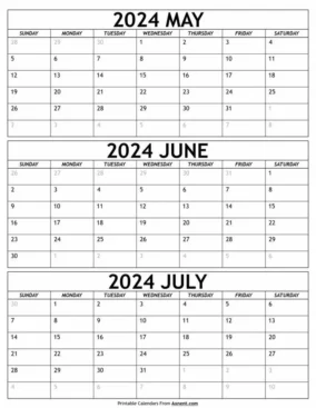 May June July Calendar 2024 0 1