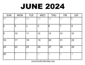 Month Of June 2024 Calendar 0