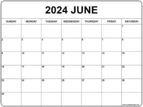 Month Of June 2024 Calendar 1