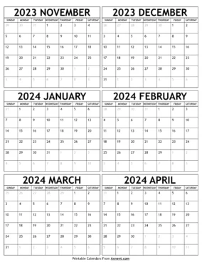 November 2023 To May 2024 Calendar 0