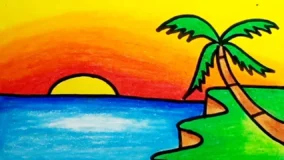 Sunset Drawing For Kids 0