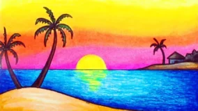 Sunset Drawing For Kids 2