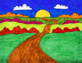 Sunset Drawing For Kids 3