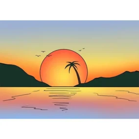 Sunset Drawing For Kids 4