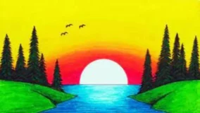 Sunset Drawing For Kids 5