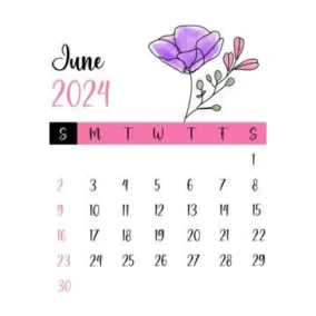 Watercolor Flowers Computer Background Free June 2024 Calendar 3