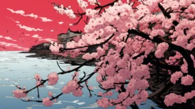 Aesthetic Cherry Blossom Desktop Wallpaper 1